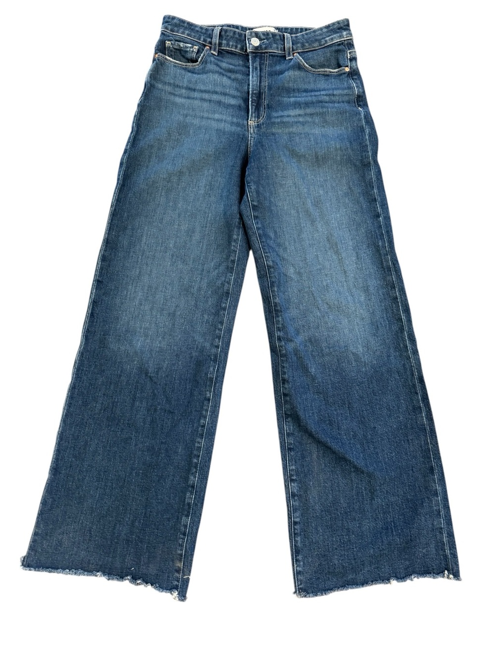 Paige Anessa Raw Hem Jeans Sz 28 Inseam 31 Wide Leg Denim